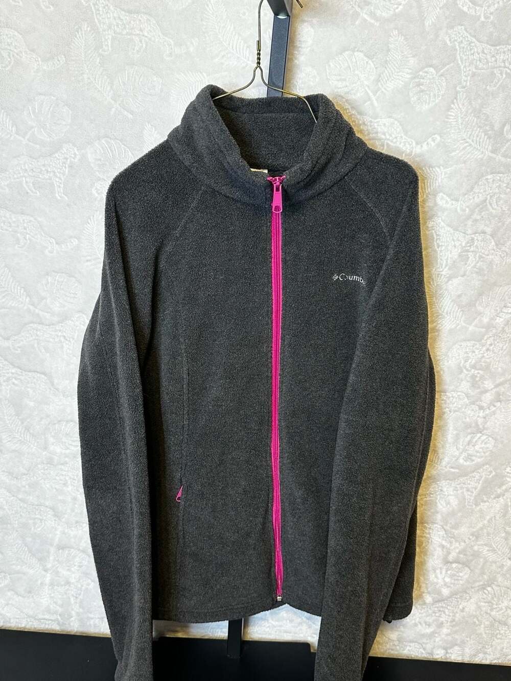 Columbia Women's Benton Springs Full Zip Fleece Jacket Charcoal Pink Size L
